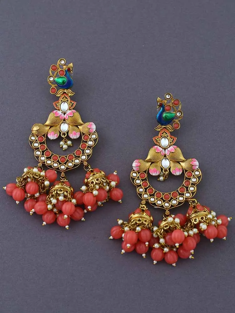 Coral Vrishank Jhumkis