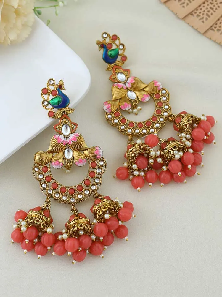 Coral Vrishank Jhumkis