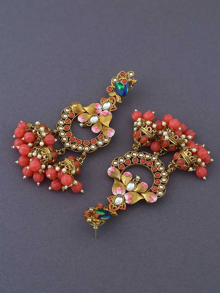 Coral Vrishank Jhumkis