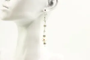 Dangling Rhinestones and Pearl Earrings