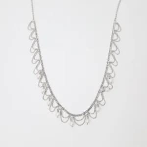 Delicate Draped Lace with Nine Dancing Pearls Necklace