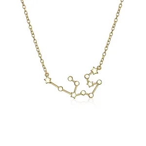 Delicate Zodiac Constellation Pendant Necklace 14K Gold Plated Sterling Silver