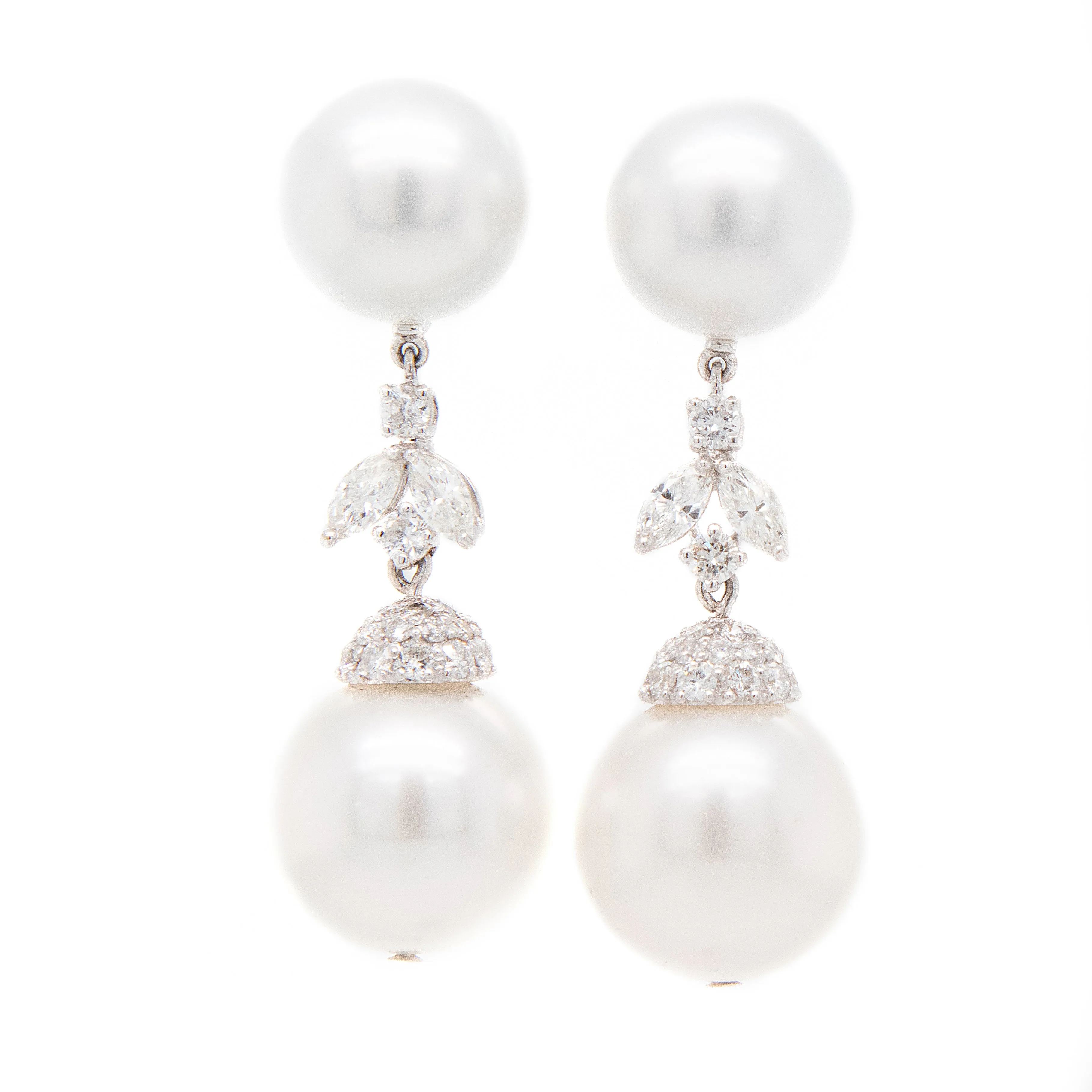 Diamond & Pearl Drop Earrings