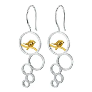 Elegant Flower Bird Dangle Earrings