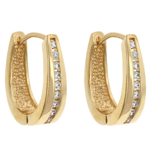 Elegant Goldtone Finish Cubic Zirconia Hoop Earrings