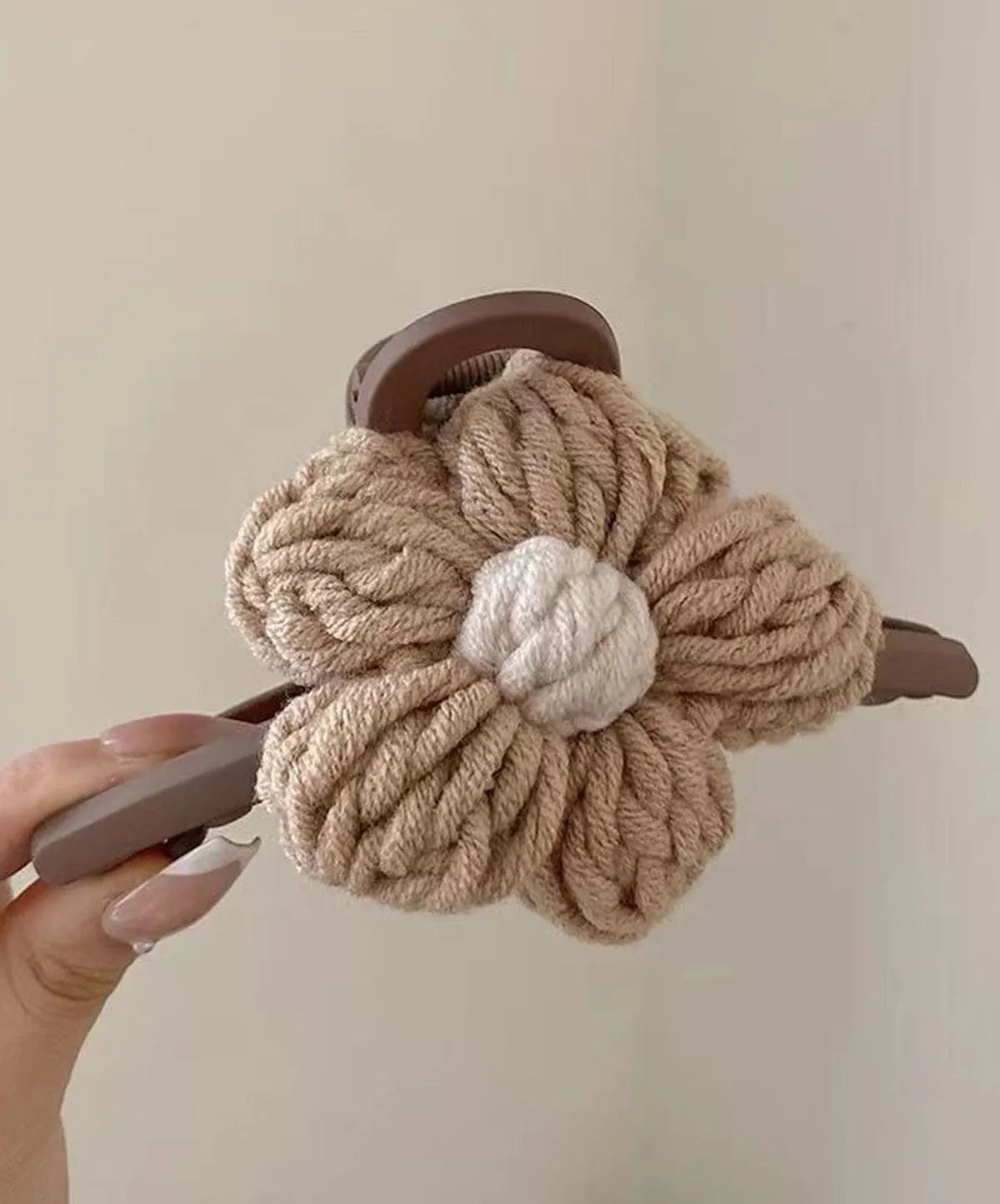 Elegant Wool Flower Claw Clip