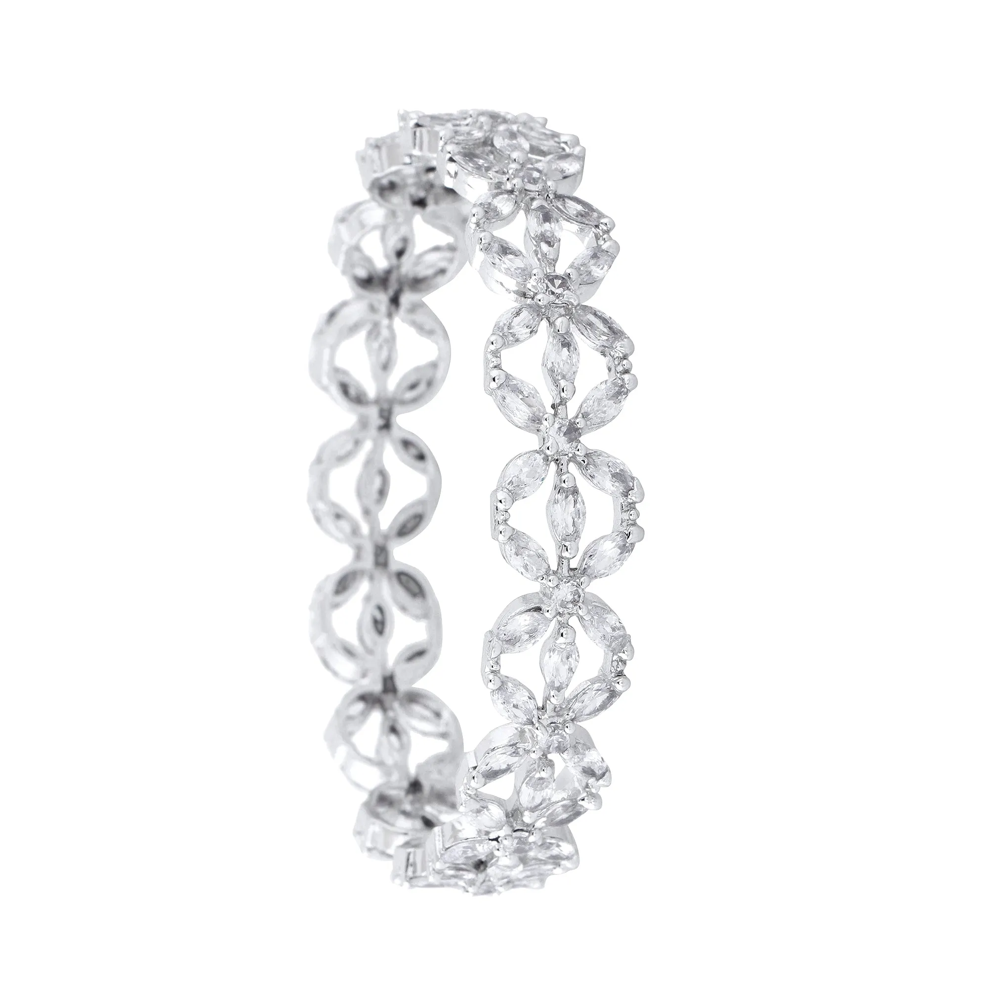 Estele Rhodium Plated Gleaming White American Diamond 2:6 Size Bangles | Modern & Graceful Jewelry for Women