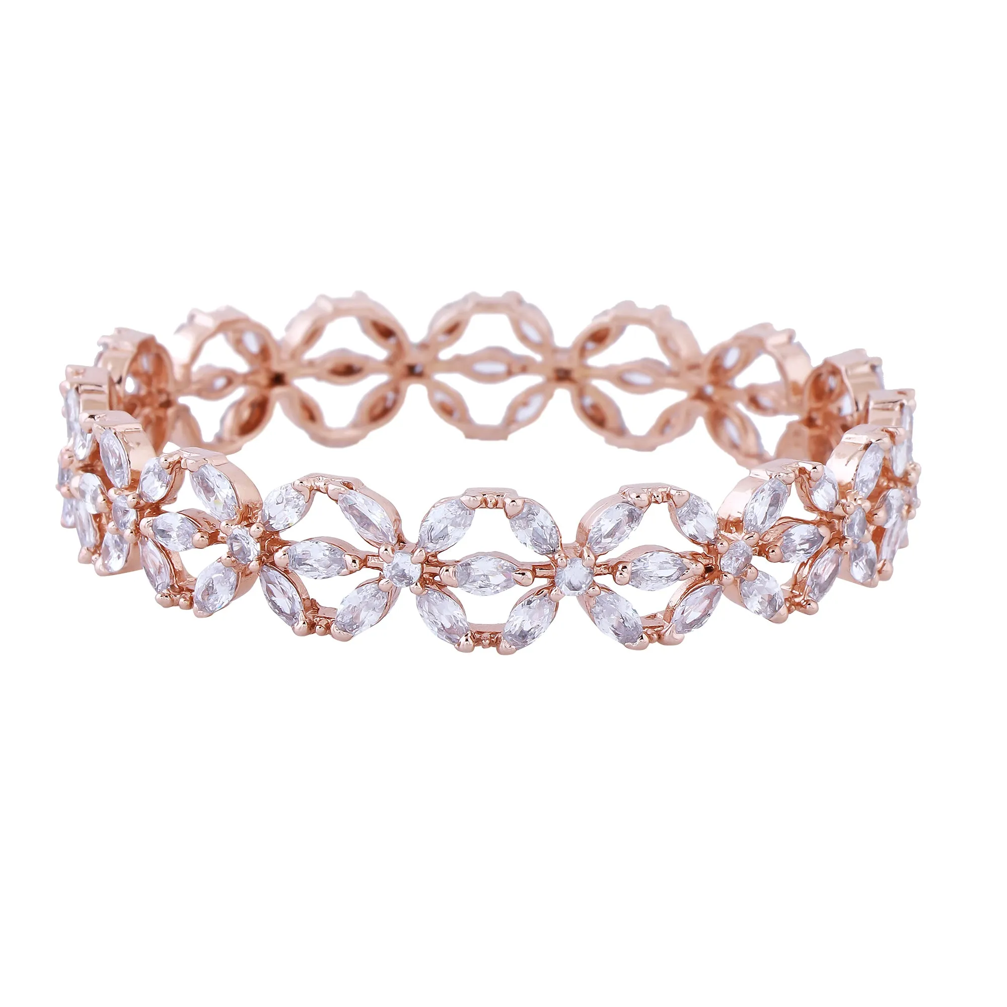 Estele Rosegold Plated Sparkling White American Diamond 2:6 Size Bangles| Modern & Graceful Jewelry for Women