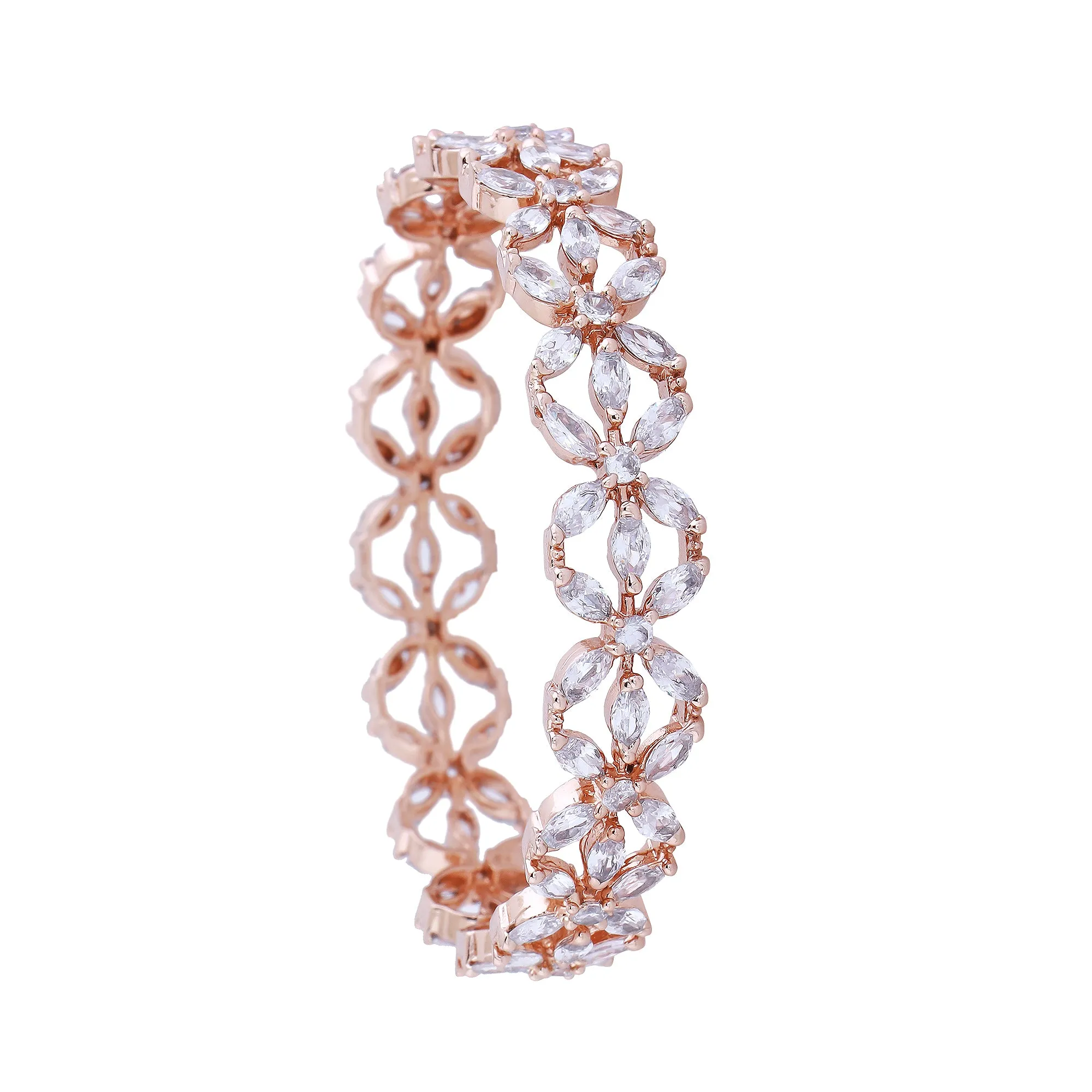 Estele Rosegold Plated Sparkling White American Diamond 2:6 Size Bangles| Modern & Graceful Jewelry for Women