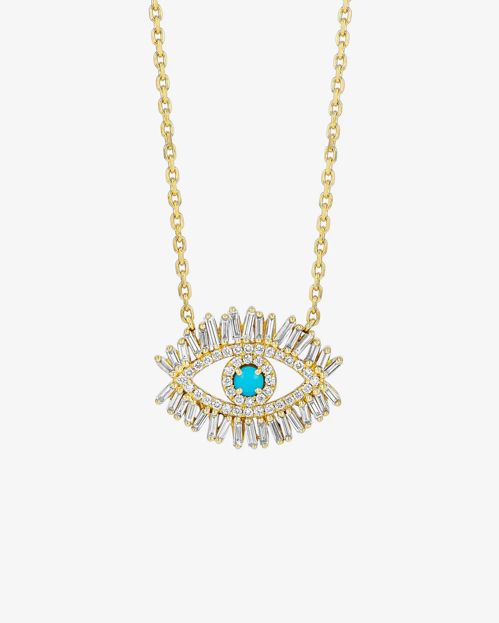 Evil Eye Midi Turquoise Half Pave Pendant