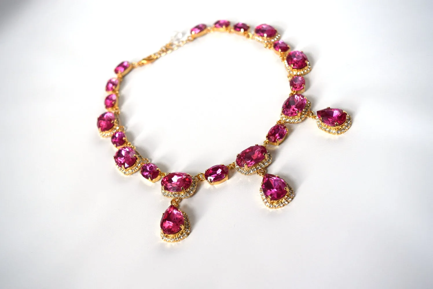 Fuchsia Pink Halo Necklace