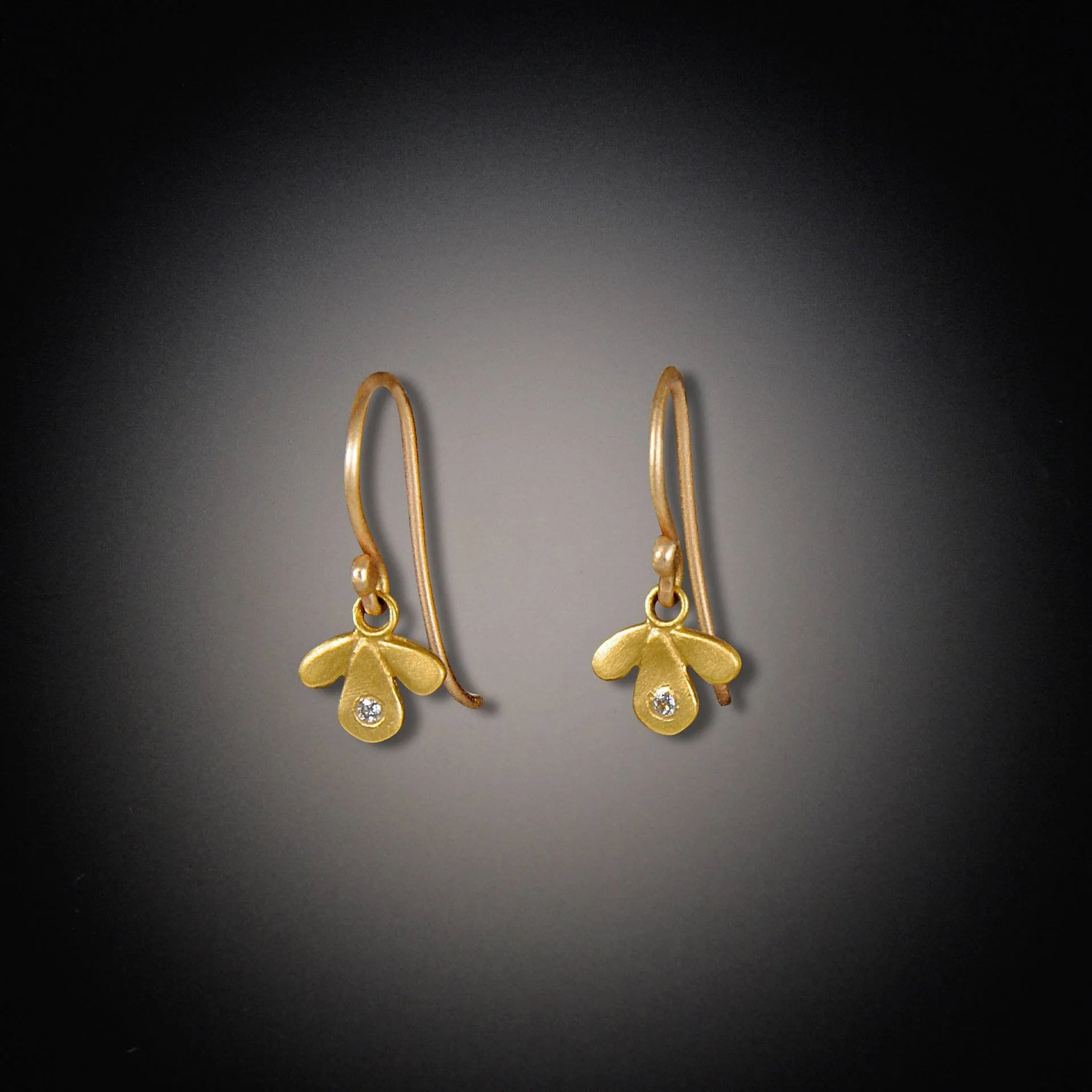 Gold Leaf Trio Earrings with Diamonds