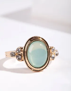 Gold Oval Diamante Ring