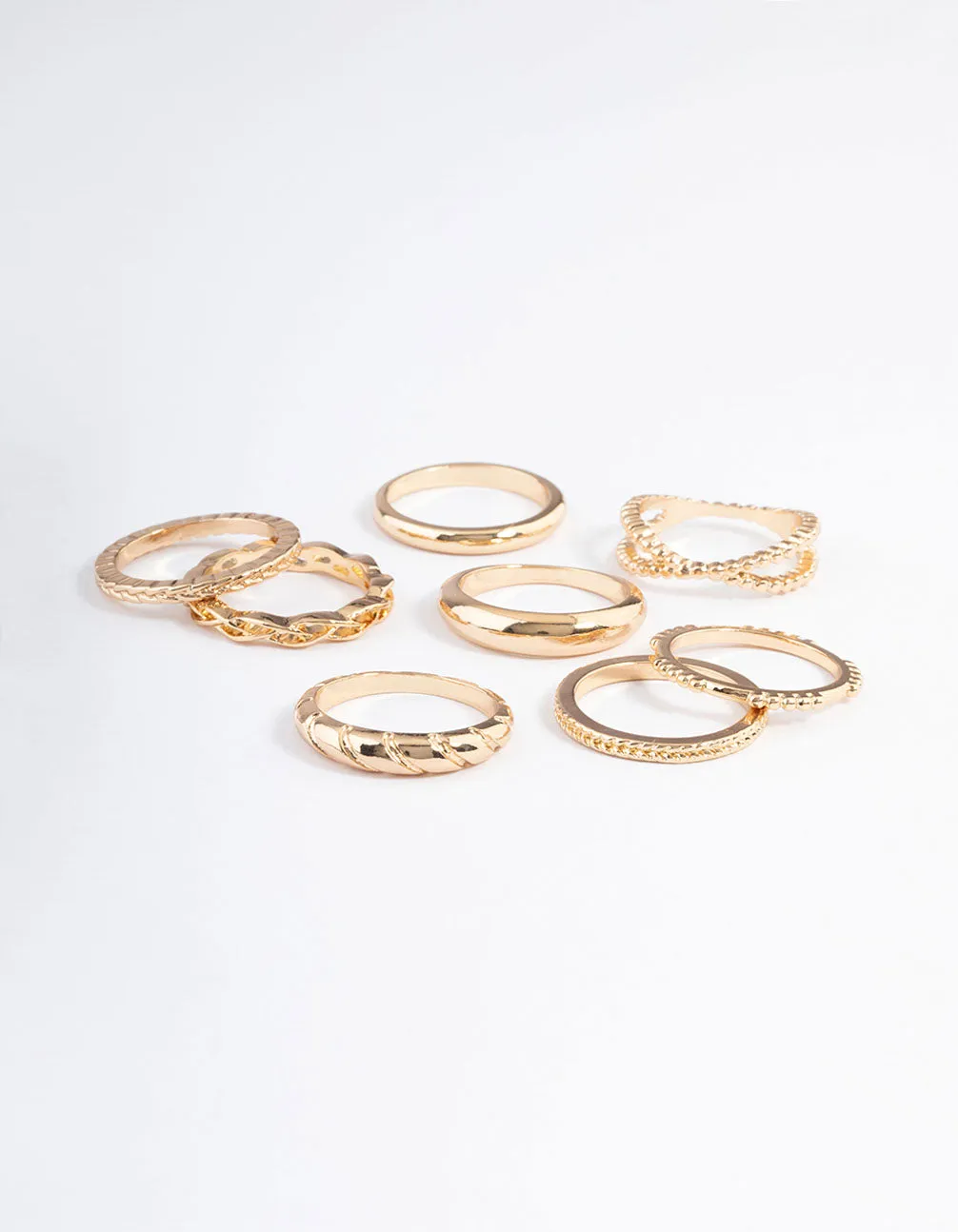 Gold Plain Molten Twist Ring 8-Pack