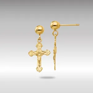 Gold Polished Crucifix Post Earrings - Model REL179