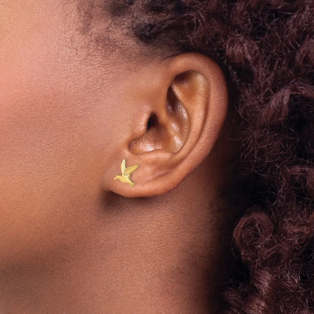 Gold Polished Seagull Post Earrings - Model TE791