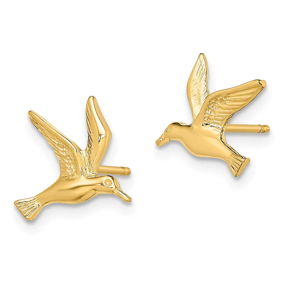 Gold Polished Seagull Post Earrings - Model TE791