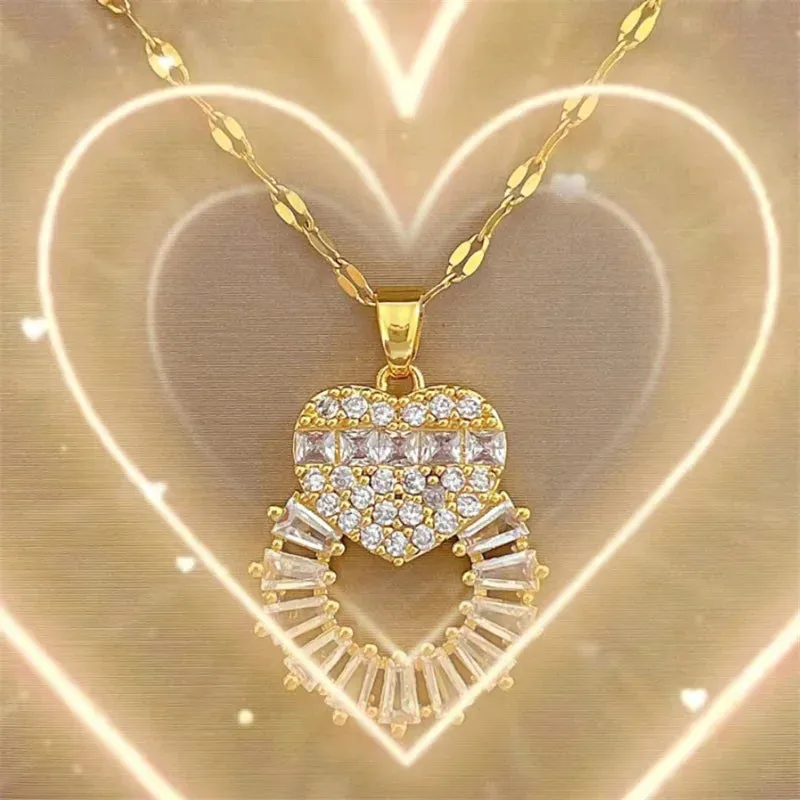 Gorgeous Heart-shaped Zircon Ring, Luxurious and Stylish Necklace for Women, Perfect for Any Occasion