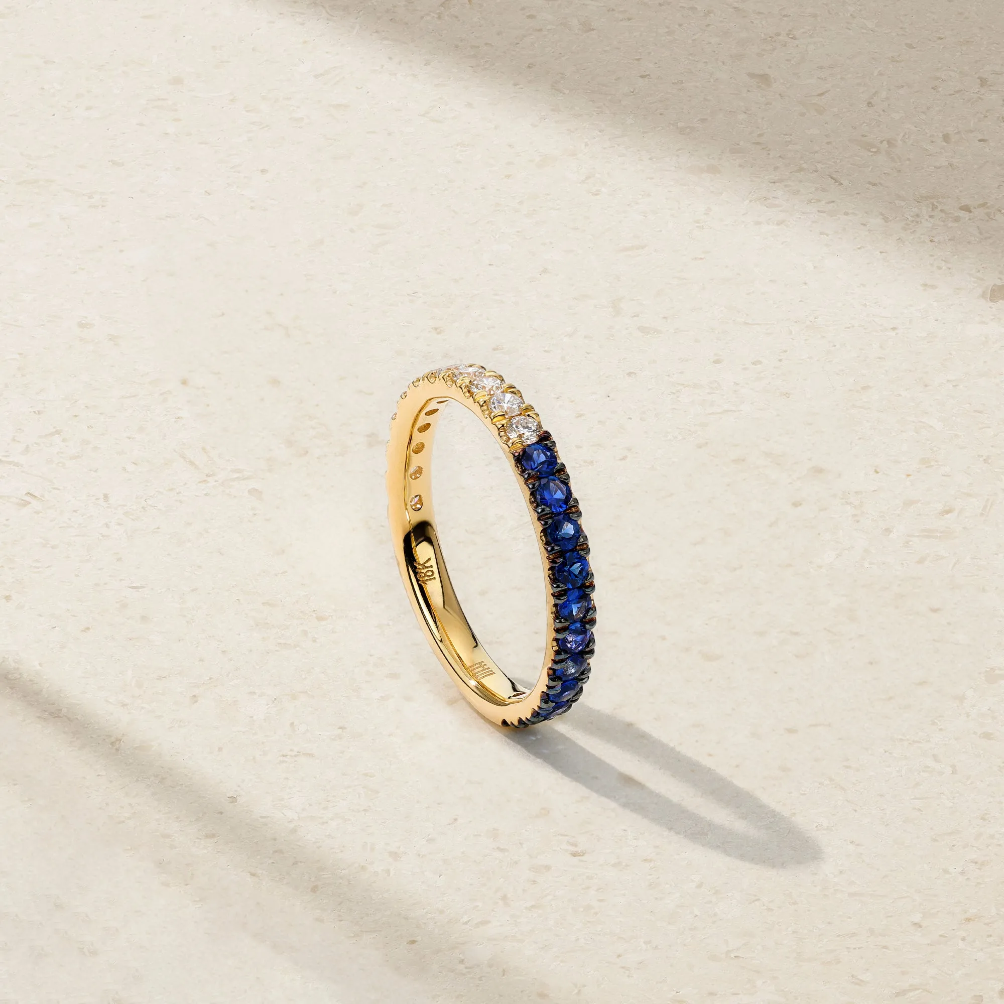 Half and Half Sapphire and Diamond Thread Ring