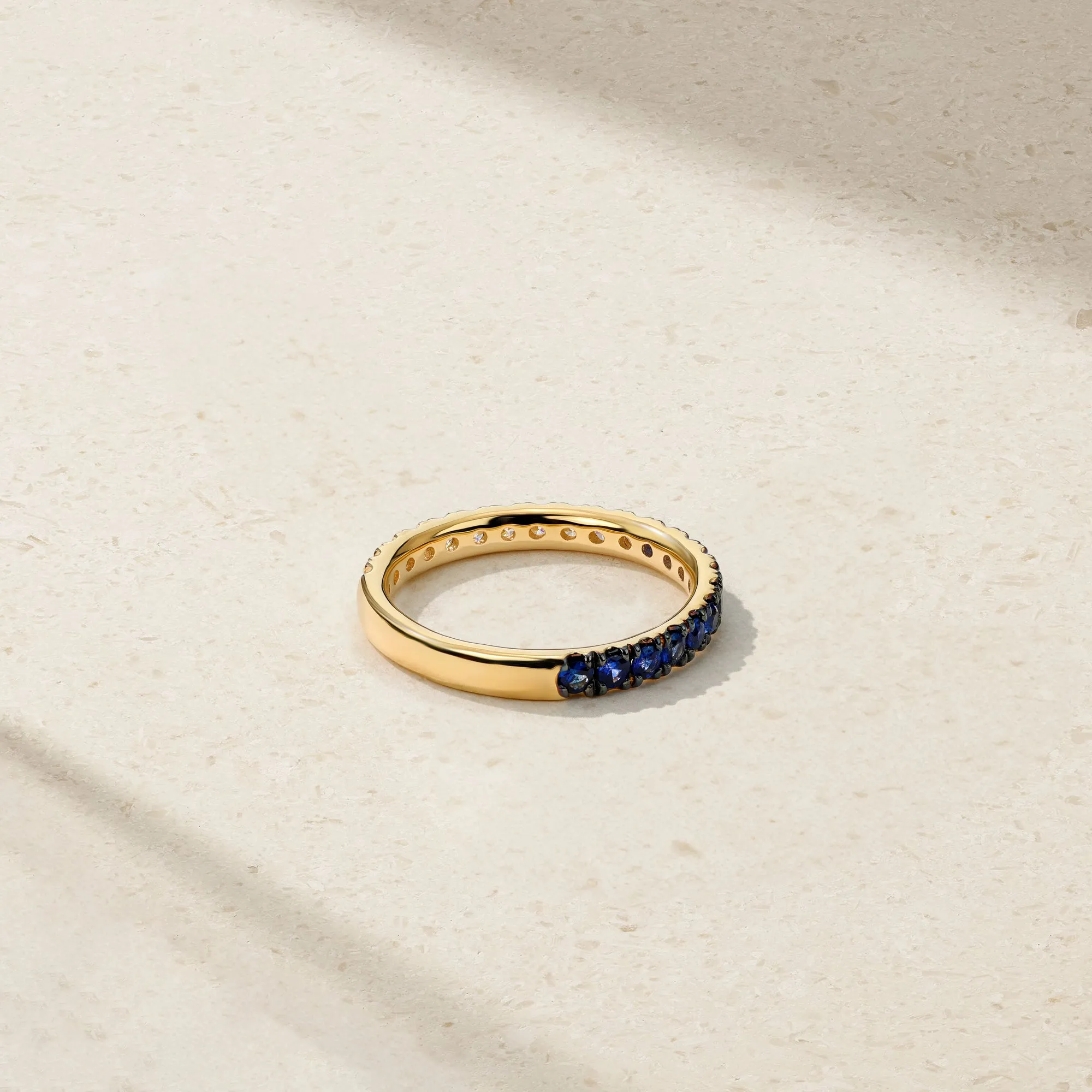 Half and Half Sapphire and Diamond Thread Ring