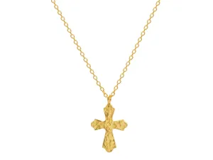 Hammered Gold Cross Pendant Necklace