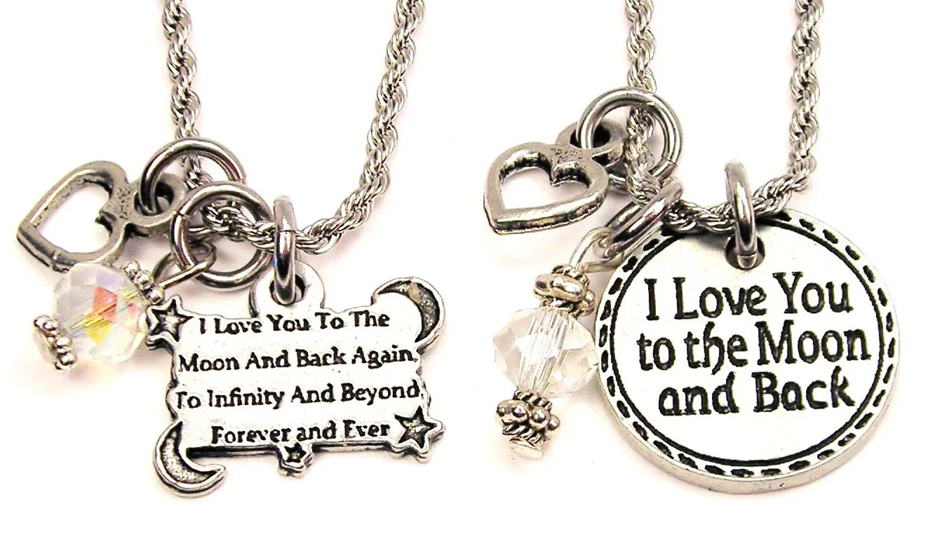 I Love You To The Moon And Back Set Of 2 Rope Chain Necklaces