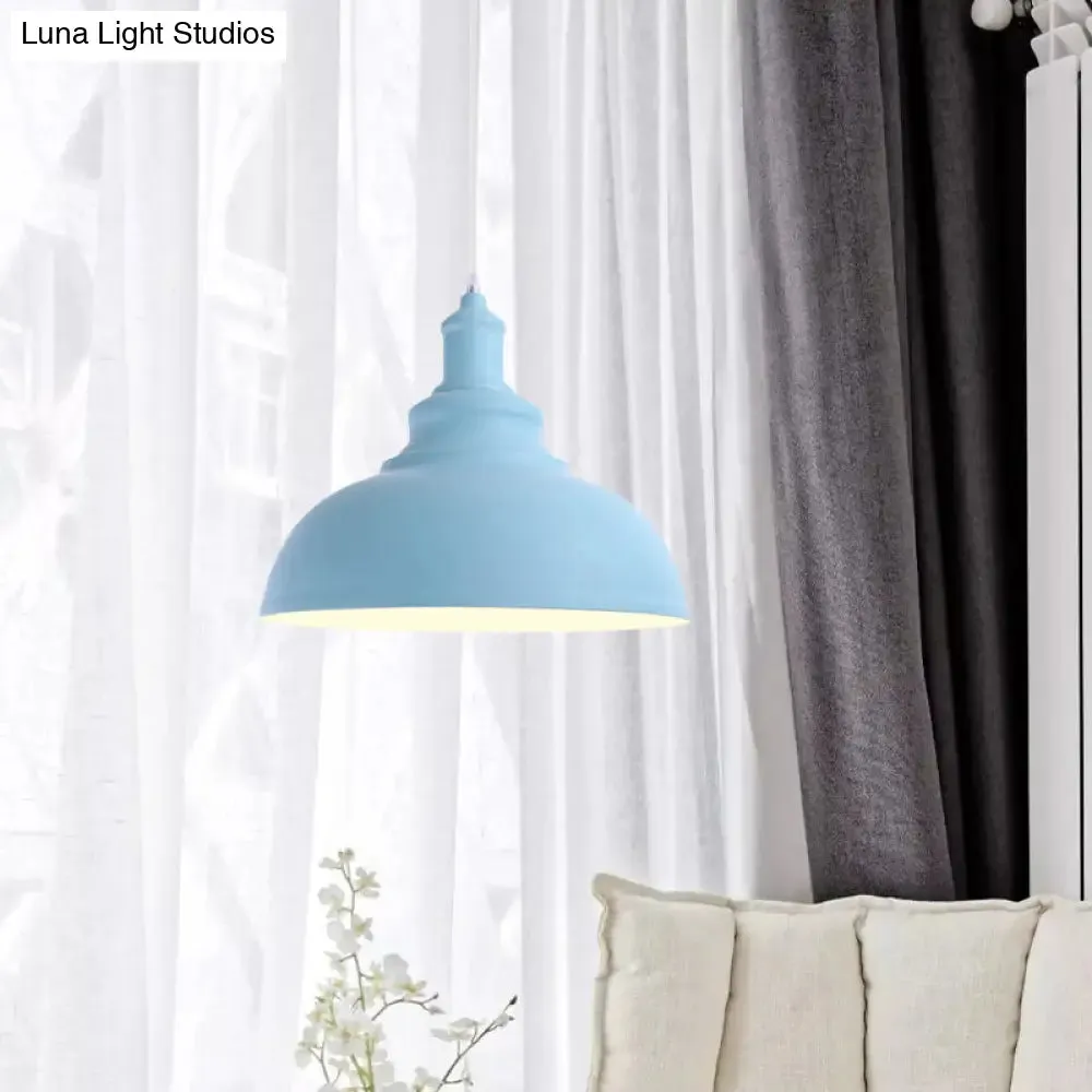 Industrial Style Hanging Pendant Lamp - Stylish Pink/Yellow Bulb Bowl Fixture for Living Room