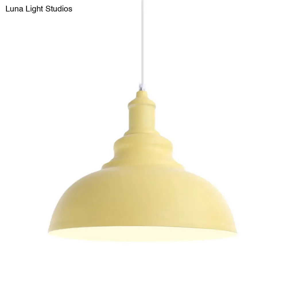 Industrial Style Hanging Pendant Lamp - Stylish Pink/Yellow Bulb Bowl Fixture for Living Room