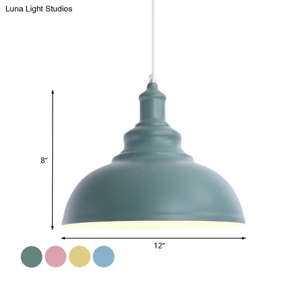 Industrial Style Hanging Pendant Lamp - Stylish Pink/Yellow Bulb Bowl Fixture for Living Room