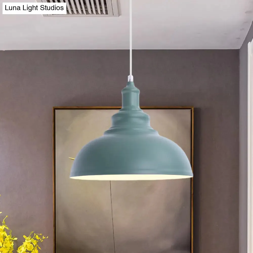 Industrial Style Hanging Pendant Lamp - Stylish Pink/Yellow Bulb Bowl Fixture for Living Room