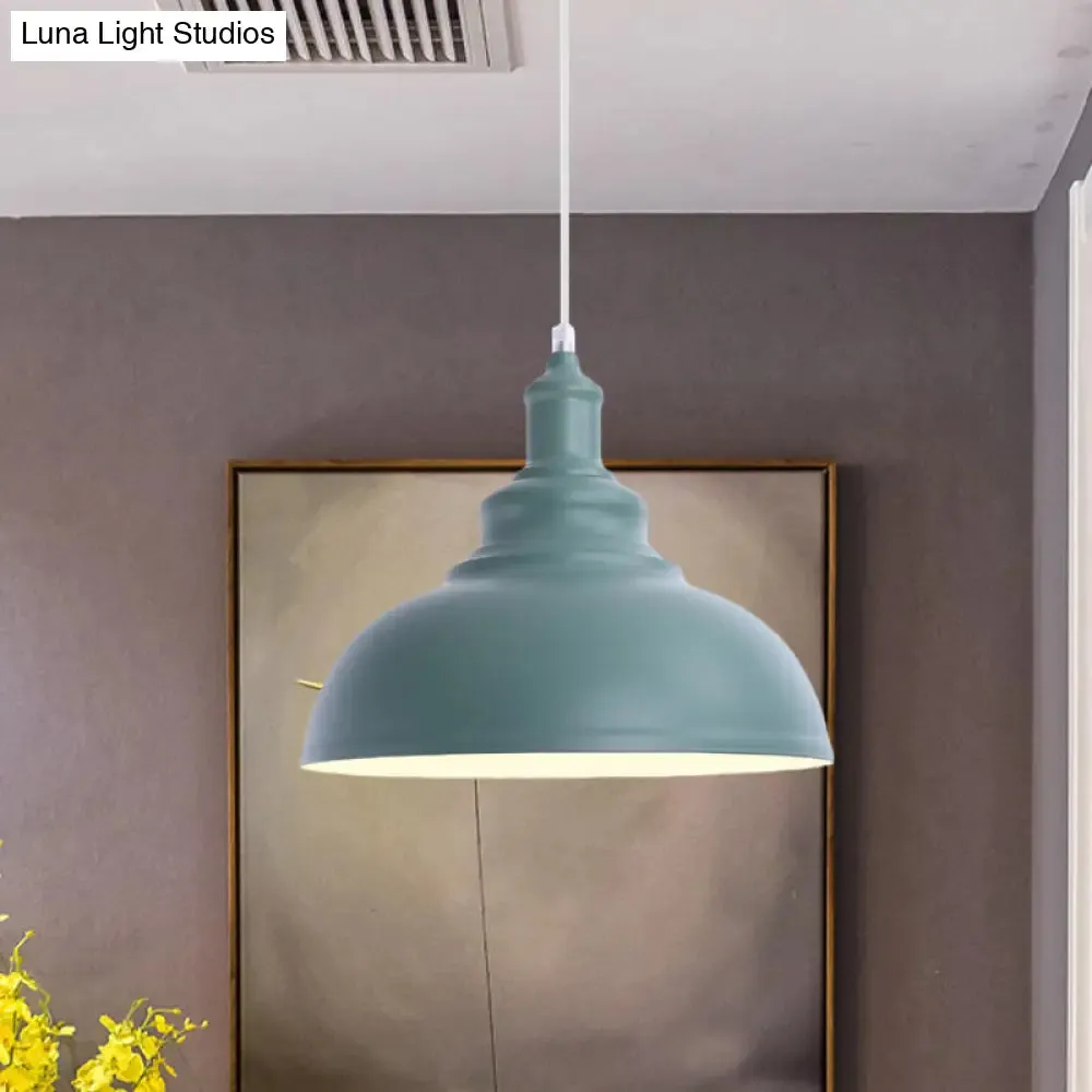 Industrial Style Hanging Pendant Lamp - Stylish Pink/Yellow Bulb Bowl Fixture for Living Room