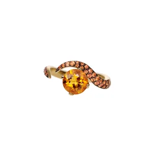 Interlocking Aurora Ring - 18ct Yellow Gold & 1.66ct Orange Citrine