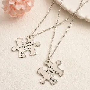 Interlocking Puzzle Necklaces Set for Best Friends