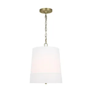 Ivie Medium Pendant light 12 in. White & Brass Finish