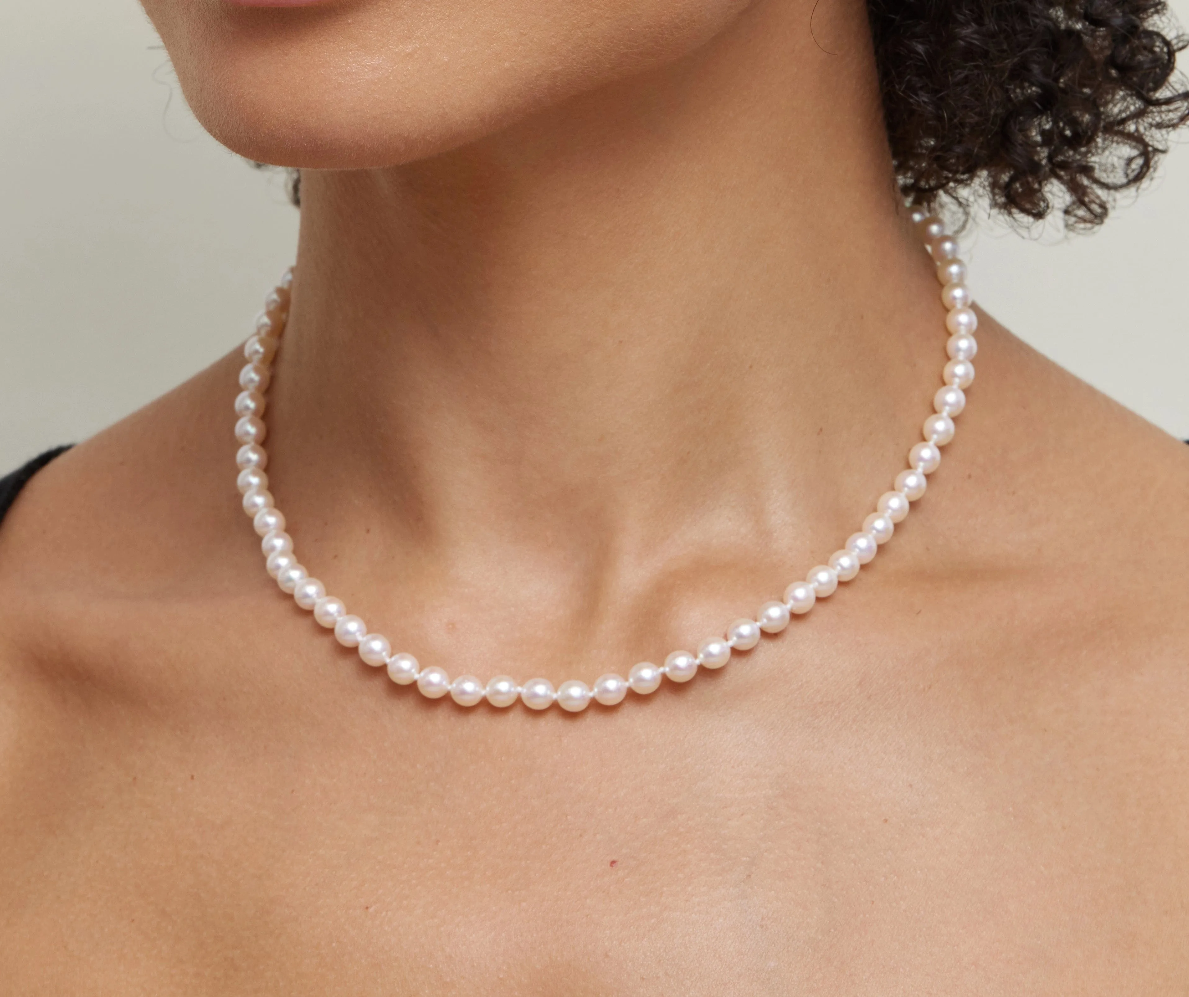 Japanese Akoya White Pearl Necklace, 5.0-5.5mm - AA  Quality