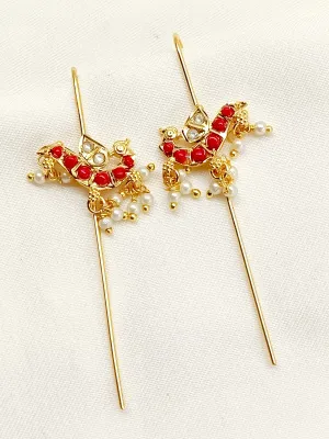 Jeenal Red Gold Plated Kundan Ear Cuff [ Price is for Pair ]