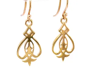 Jewel Yellow Gold Nouveau Filagree Chandelier Earrings