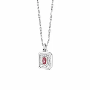 July Ruby Birthstone Necklace Sterling Silver