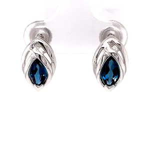 Kaleidoscope Marquise London Blue Topaz Celtic Style Stud Earring