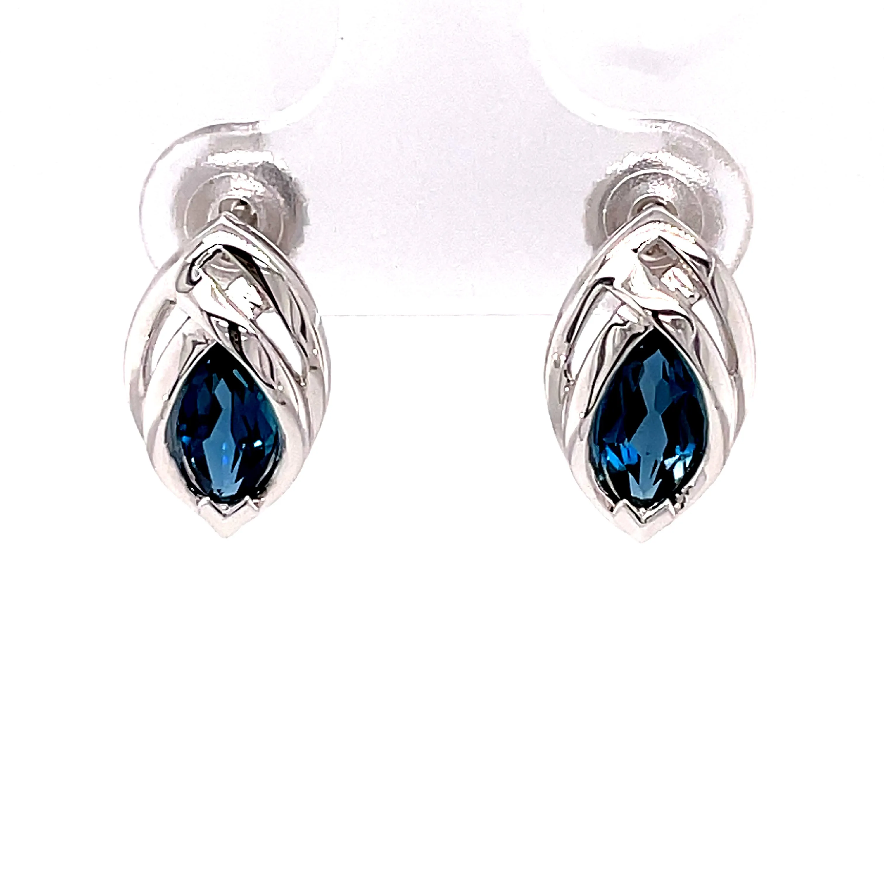 Kaleidoscope Marquise London Blue Topaz Celtic Style Stud Earring