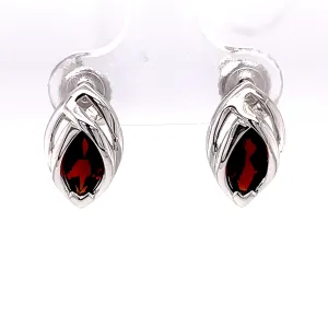 Kaleidoscope Marquise Red Garnet Celtic Style Stud Earring