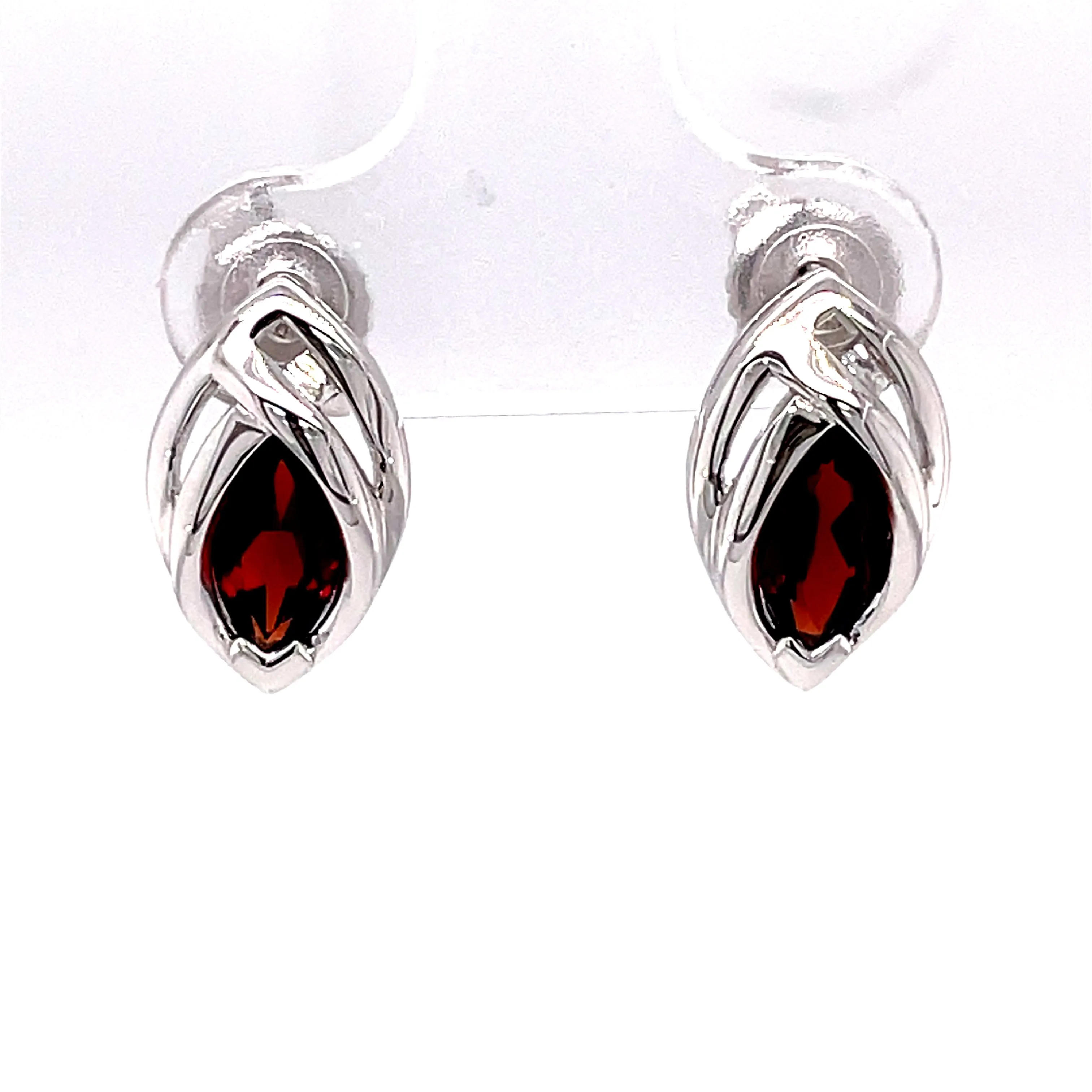 Kaleidoscope Marquise Red Garnet Celtic Style Stud Earring