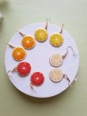 Kawaii - Citrus fruit earrings | fruit lover earrings | food earrings | cute kawaii earrings | fun art earrings | gold lemon grapefruit oranges