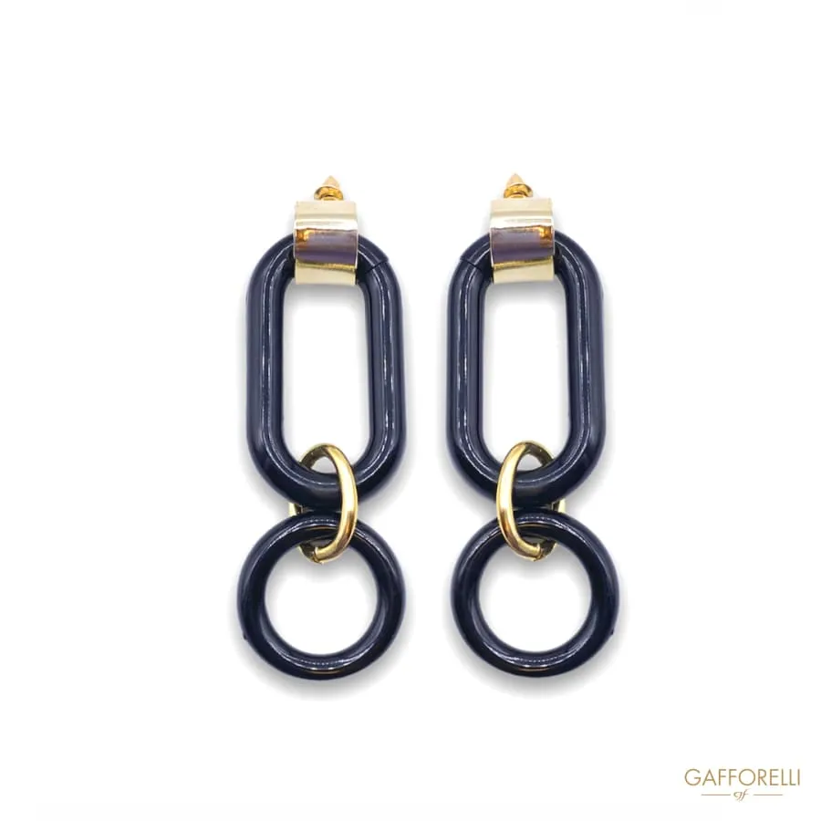 Modern Black Polyester and Aluminum Earrings with Gold Hook Black 02 - Gafforelli Srl