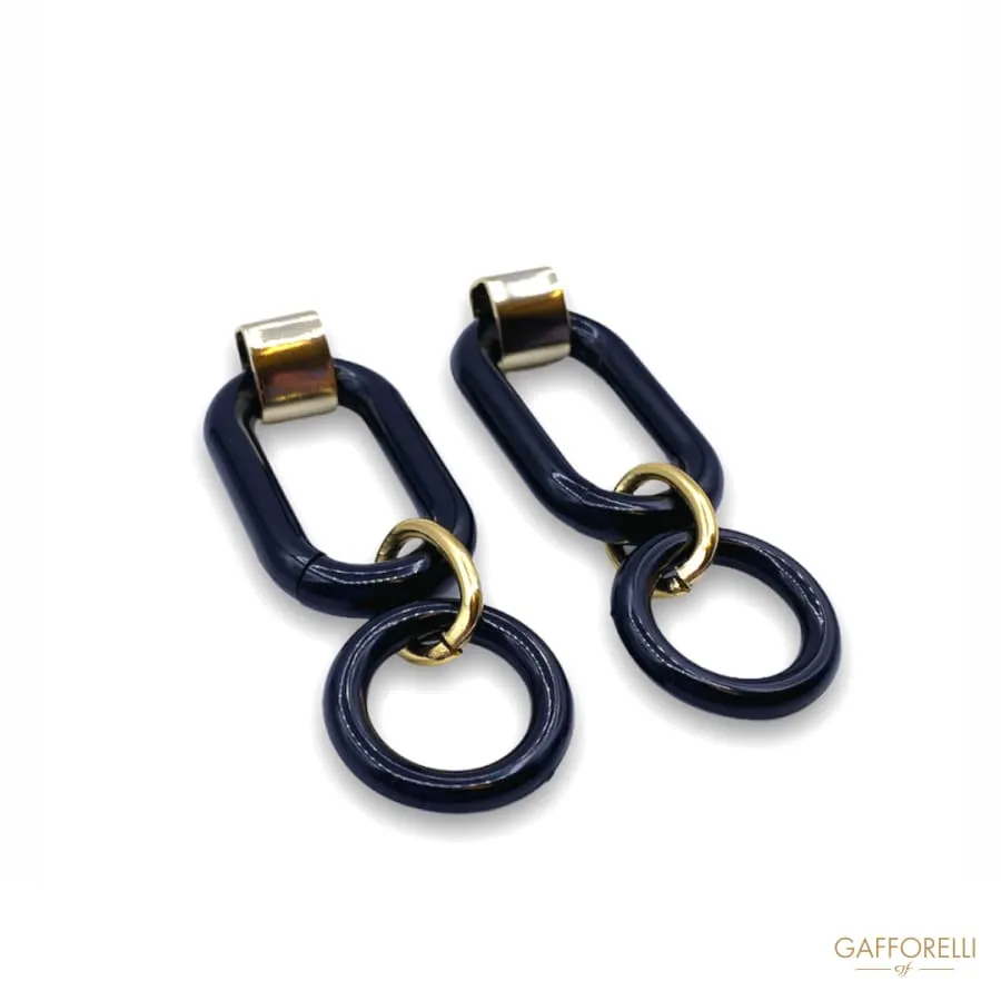 Modern Black Polyester and Aluminum Earrings with Gold Hook Black 02 - Gafforelli Srl