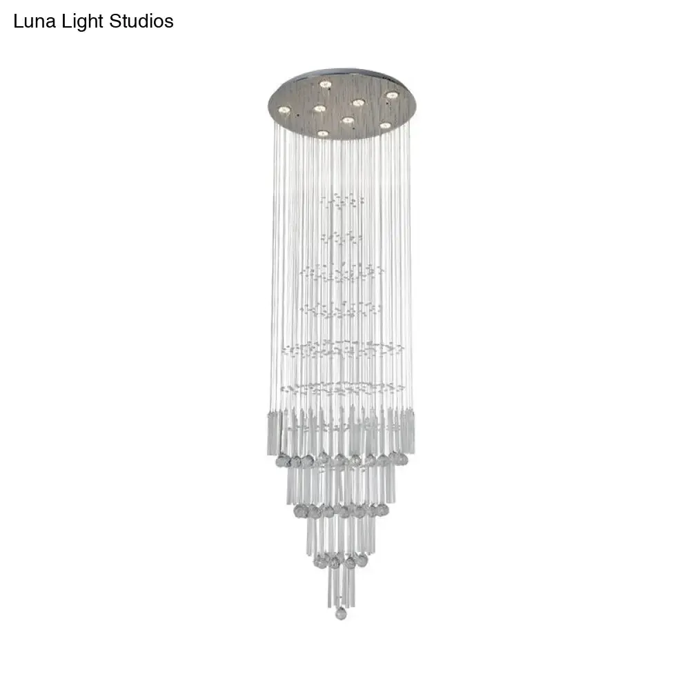 Modern Crystal White Pendant Light with LED Cluster Orbs and Rods - 8-Light Hanging Ceiling Lamp