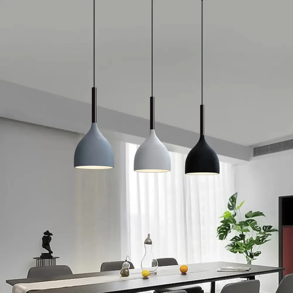 Modern Teardrop Multi Light Pendant - 3-Bulb Down Lighting in Black