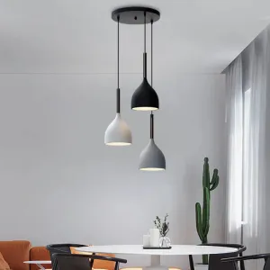 Modern Teardrop Multi Light Pendant - 3-Bulb Down Lighting in Black