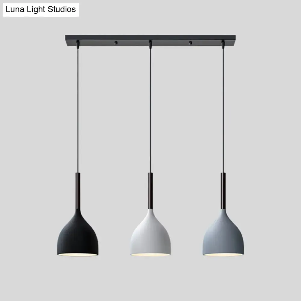 Modern Teardrop Multi Light Pendant - 3-Bulb Down Lighting in Black