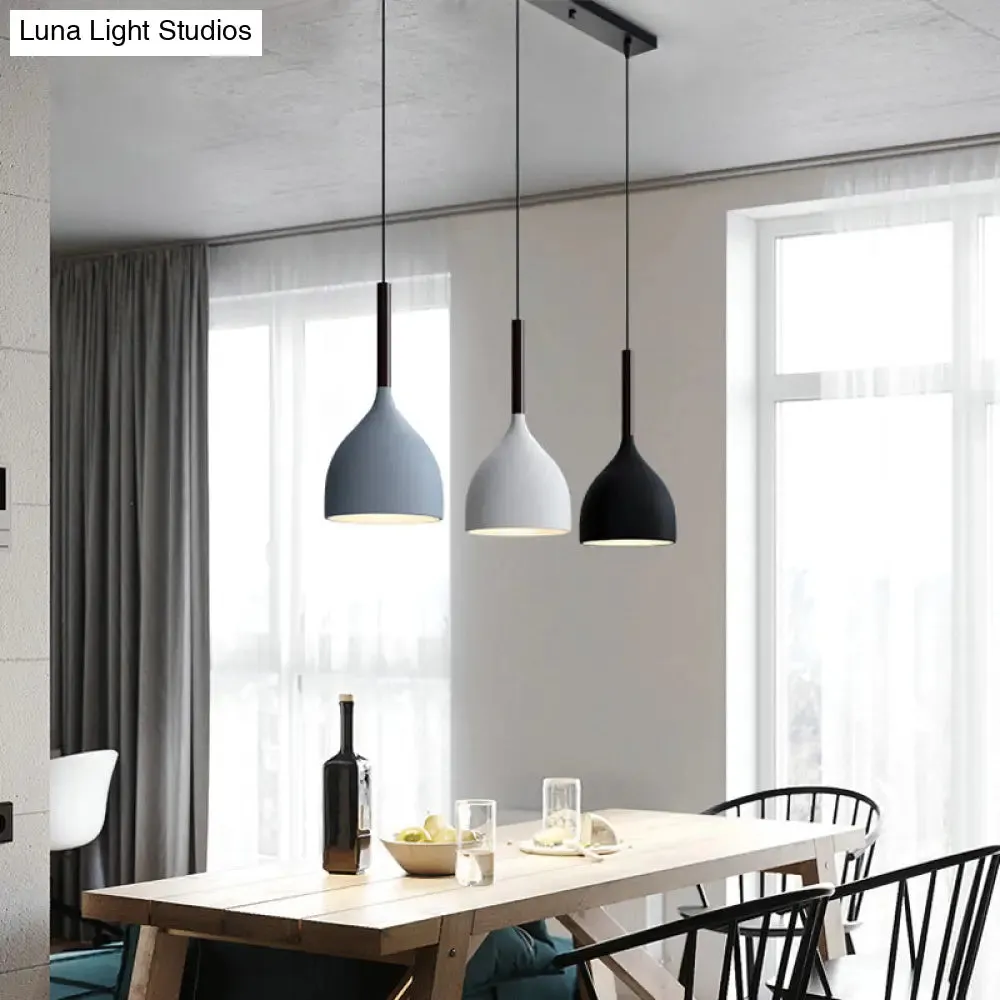 Modern Teardrop Multi Light Pendant - 3-Bulb Down Lighting in Black